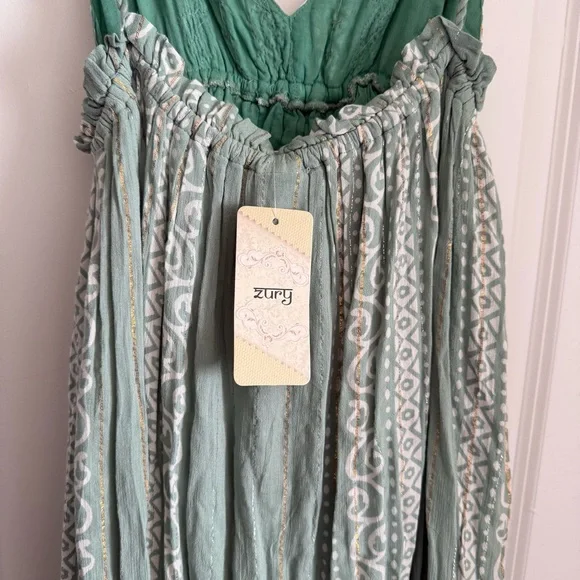 Boho Maxi Dress with Tassel Straps in Sage Green - Picture 5 of 10